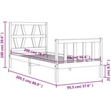  Kreveta s uzglavljem 90 x 200 cm od masivnog drva | shoptok.hr