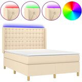 The Living Store Box spring postelja z vzmetnico LED krem 140x190 cm blago - Box Spring Postelja, (21520861) | Shoptok.si