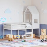  The Living Store Visoka postelja s streho bela 90x190 cm trdna borovina - Visoka Postelja, (21495788) | Shoptok.si