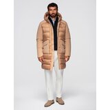 Ombre Men's long quilted jacket with large pockets - beige | shoptok.hr
