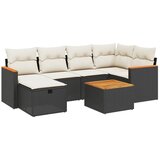 Maison Chic Seti vrtnega pohištva - Vrtna garnitura - Vrtni pohištvo set 7-delna z blazinami črn poli ratan, (21802520) | Shoptok.si