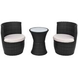 Poli 3-dijelni bistro set od poliratana s jastucima crni | shoptok.hr