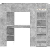  Postelja na podstrešju z mizo Betonsko siva 80 x 200 cm, (5000137061) | Shoptok.si