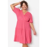 Trendyol Curve Plus Size Dress - Pink - Wrapover Cene