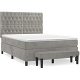  Krevet s oprugama i madracem svjetlosivi 140x190 cm baršunasti | shoptok.hr