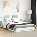 Okvir kreveta s uzglavljem i LED svjetlima bijeli 140 x 200 cm | shoptok.hr