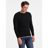 Ombre Men's cotton sweater with round neckline - black | Shoptok.si