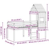 vidaXL Visoki krevet s krovom bijeli 75 x 190 cm od masivne borovine | shoptok.hr