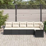  Sjedeća garnitura za vrt 6 kom. Crna poliratan 297,5 x 132,5 x 69 cm | shoptok.hr