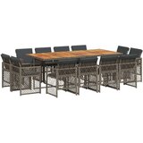 vidaXL 13-dijelni vrtni blagovaonski set s jastucima poliratan sivi | shoptok.hr