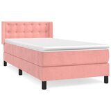 vidaXL Box spring postelja z vzmetnico roza 90x190 cm žamet | Shoptok.si