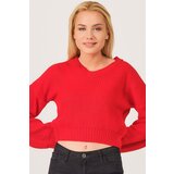 Dewberry Z3034 WOMEN'S V COLLAR SWEATER-RED | shoptok.hr