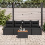 vidaXL set od 5 komada sofa za vrt s jastučićima Crni poli ratan akacija Cijene