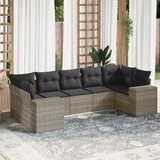 Maison Chic Seti vrtnega pohištva - Vrtna garnitura - Vrtni pohištvo set 7-delna z blazinami siv poli ratan, (21802636) | Shoptok.si