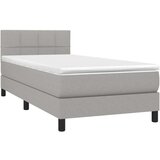  Box spring postelja z vzmetnico LED sv. siva 100x200 cm blago, (20727105) | Shoptok.si