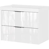 Bela stenska omarica za pod umivalnik v sijajnem dekorju 81x65 cm Celano –