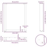  Noge stolića za kavu U-oblika 3 kom bijele 70x(72-73) cm čelik | shoptok.hr