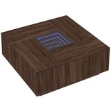 vidaXL Klubska mizica z neskončnimi LED rjavi hrast 100x100x40 cm | Shoptok.si