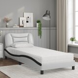  Krevet s madracem Hvar bijeli-crni 90 x 190 cm od umjetne kože | shoptok.hr