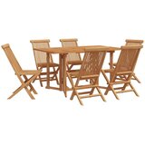  Vrtni set za objed 7 pcs Smeđa Čvrsto teak drvo | Eponuda.com