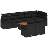 vidaXL Vrtna sedežna garnitura z blazino 9 pcs Črna poli ratan, (5000145330) | Shoptok.si