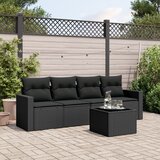 Maison Chic Seti vrtnega pohištva - Vrtna garnitura - Vrtni pohištvo set 5-delna z blazinami črn poli ratan, (21817650) | Shoptok.si