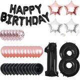  Set dekoracija za 18. rođendan, crno-ružičasti, 53 dijela | shoptok.hr