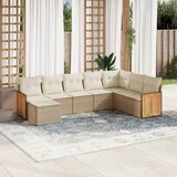 Maison Chic Seti vrtnega pohištva - Vrtna garnitura - Vrtni pohištvo set 8-delna z blazinami bež poli ratan, (21799320) | Shoptok.si