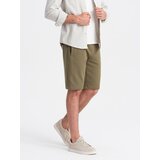 Ombre Men's BASIC cotton sweat shorts - olive Cene