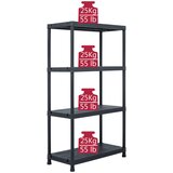  Stalak za pohranu crni 100 kg 60 x 30 x 138 cm plastični | shoptok.hr