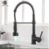 EYN Črna kuhinjska armatura KB1507 | Izvlečna pipa za kuhinjo v črni barvi — Črna - LED | Shoptok.si