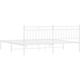 Metalni Kovinski posteljni okvir z vzglavjem bel 193x203 cm | Shoptok.si