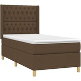  Krevet s oprugama i madracem tamnosmeđi 100 x 200 cm od tkanine | shoptok.hr