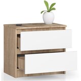 AKORD Komoda, 2 Predala, Hrast Sonoma/Bela, (5000332055) | Shoptok.si