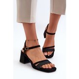 PH2 Women's High Heel Sandals with Shiny Strap Black Tessata Cene