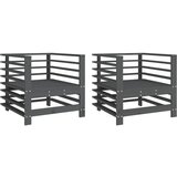  The Living Store Vrtni stoli 2 kosa siva trdna borovina - Vrtni Stol, (21443938) | Shoptok.si