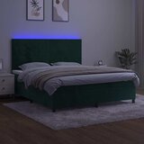  box spring s madracem LED tamnozeleni 160x200 cm baršun | shoptok.hr