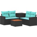  Set sofe 6 kom. Crna i Plava Poli Rattan i čelik | shoptok.hr