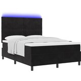  LED Box Spring Krevet s uzglavljem Crna 160 x 200 cm Baršun | shoptok.hr