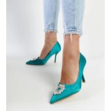 Gemre Green satin-finish stilettos with rhinestones Susegana | ePonuda.com