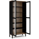 Tvilum Črna/v naravni barvi vitrina v orehovem dekorju 89x203x36 cm Roomers – | Shoptok.si