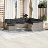  10-dijelni set vrtnih sofa poliratan s jastucima svijetlosivi Cijene