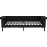  Dnevni krevet na razvlačenje crni 90 x 200 cm od umjetne kože | shoptok.hr