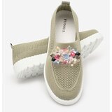 Resti Khaki women's fabric moccasins with crystals Fezens | shoptok.hr