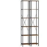 Nesta Set 2 knjižnih omar s 6 nivoji, jekleni okvir, rustikalno rjava, za dnevno sobo, pisarno in spalnico, (5000493536) Slike