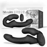 Strapless Strap-On Double Vibrator with Remote Control Black
