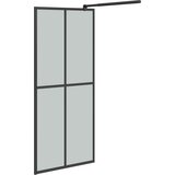 Pregrada za tuš s policom crna 80 x 195 cm s mutnim staklom ESG | shoptok.hr