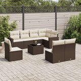 vidaXL 9-dijelni set vrtnih sofa s jastucima poliratan smeđi | shoptok.hr