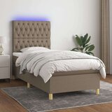  Box spring postelja z vzmetnico LED taupe 90x200 cm blago, (20790376) Cene