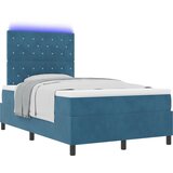vidaXL Postelja s podnožjem in vzmetnico ter LED temno modra 120x200 cm žamet, (22050403) Cene